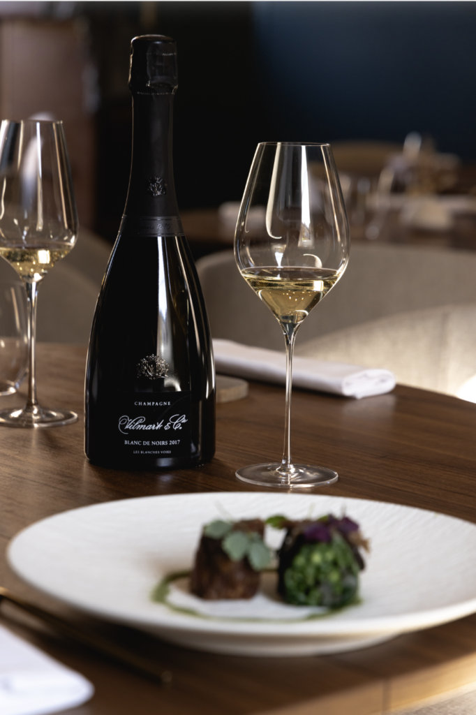 Champagne Vilmart Blanc de Noirs 2017 bouteille et verre dégustation