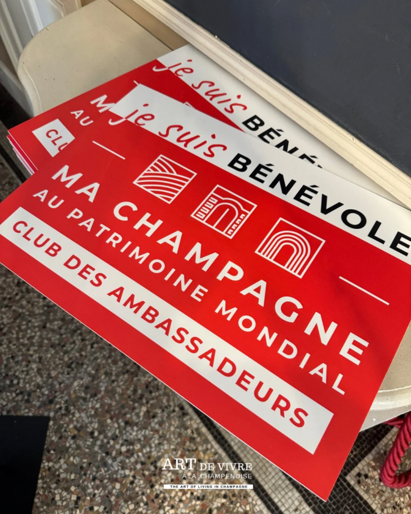 Pancarte je suis bénévole Ma Champagne au patrimoine mondial