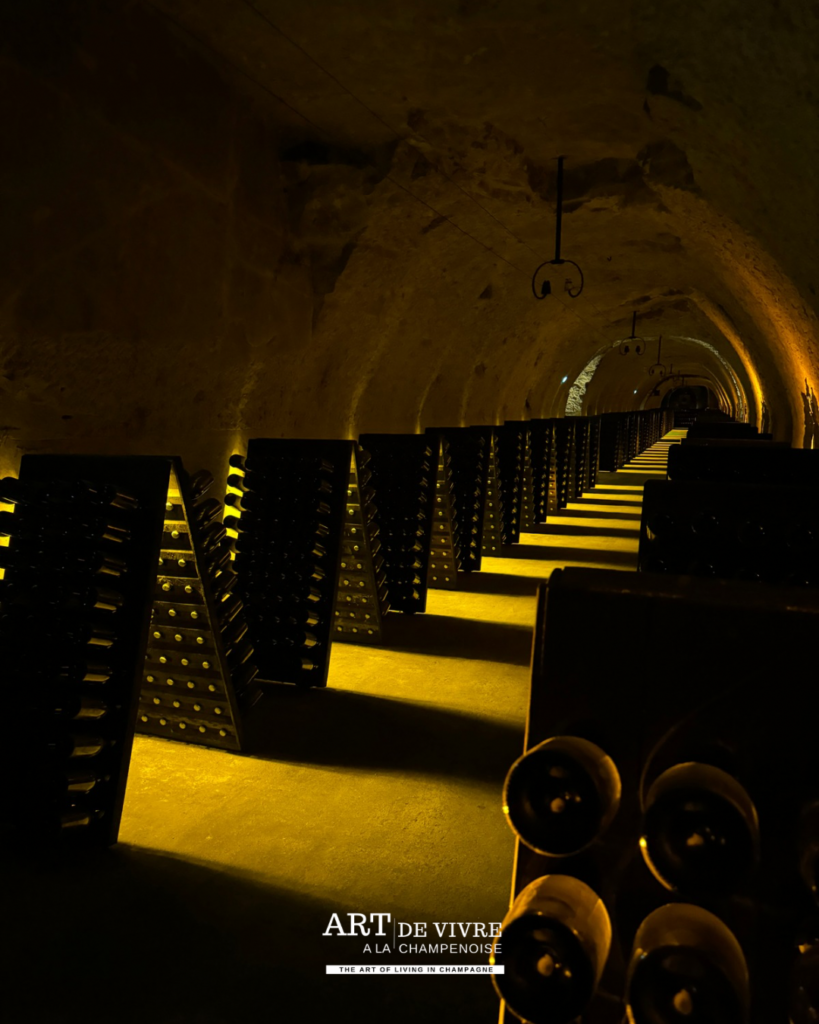 intérieur des caves Joseph Perrier ambiance craie Champagne
