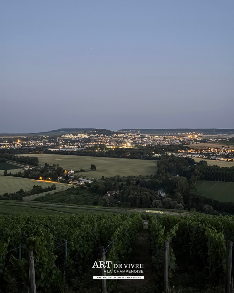 vue sur Epernay depuis Hautvillers soirée champagne