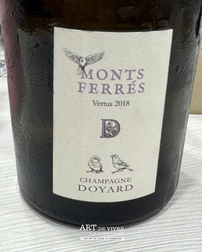 Etiquette de la cuvée Monts ferrés Vertus 2018 Champagne Doyard