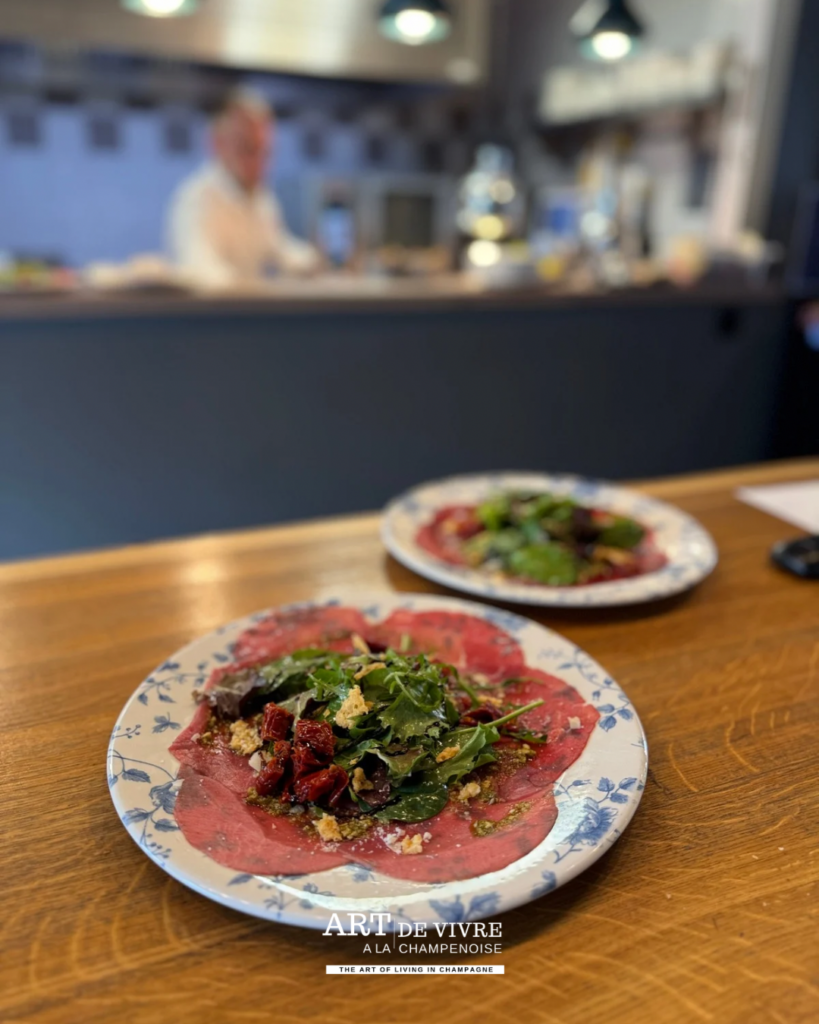 Assiette gourmande carpaccio La Table du 18 chef César Pételot
