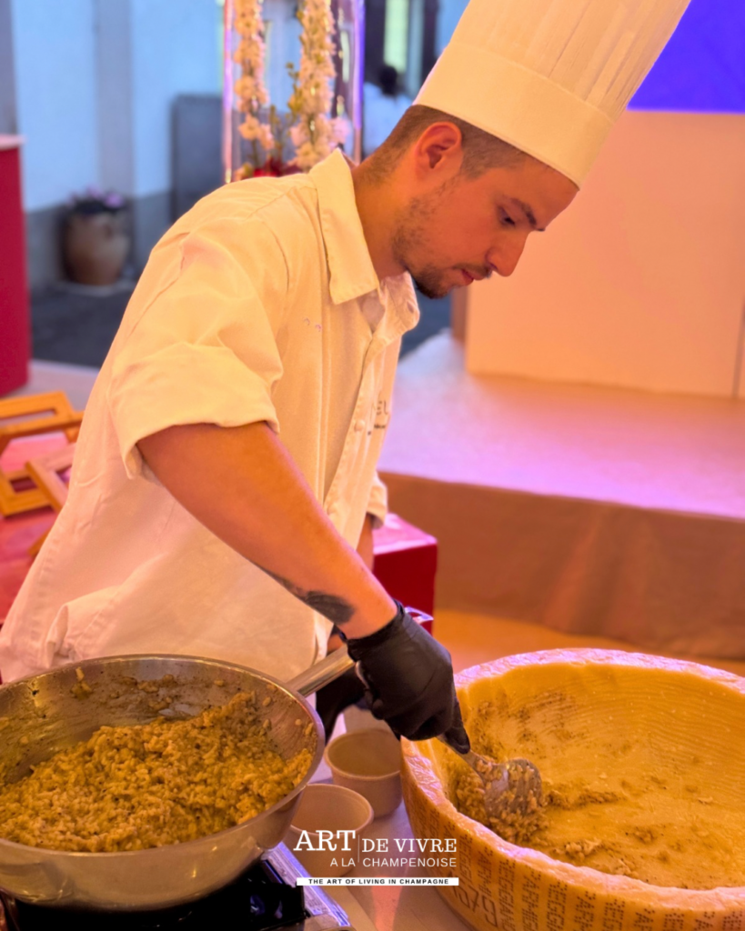 Equipe marc morel traiteur risotto parmesan champagne moineaux