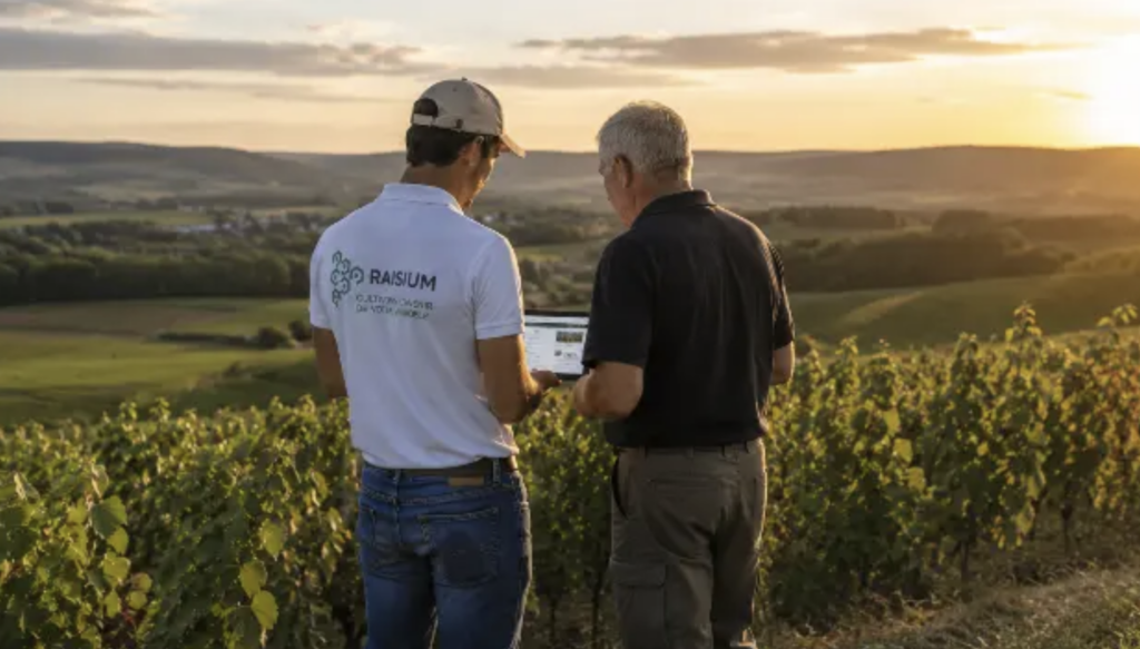 Prestataire Raisium dans les vignes de champagne