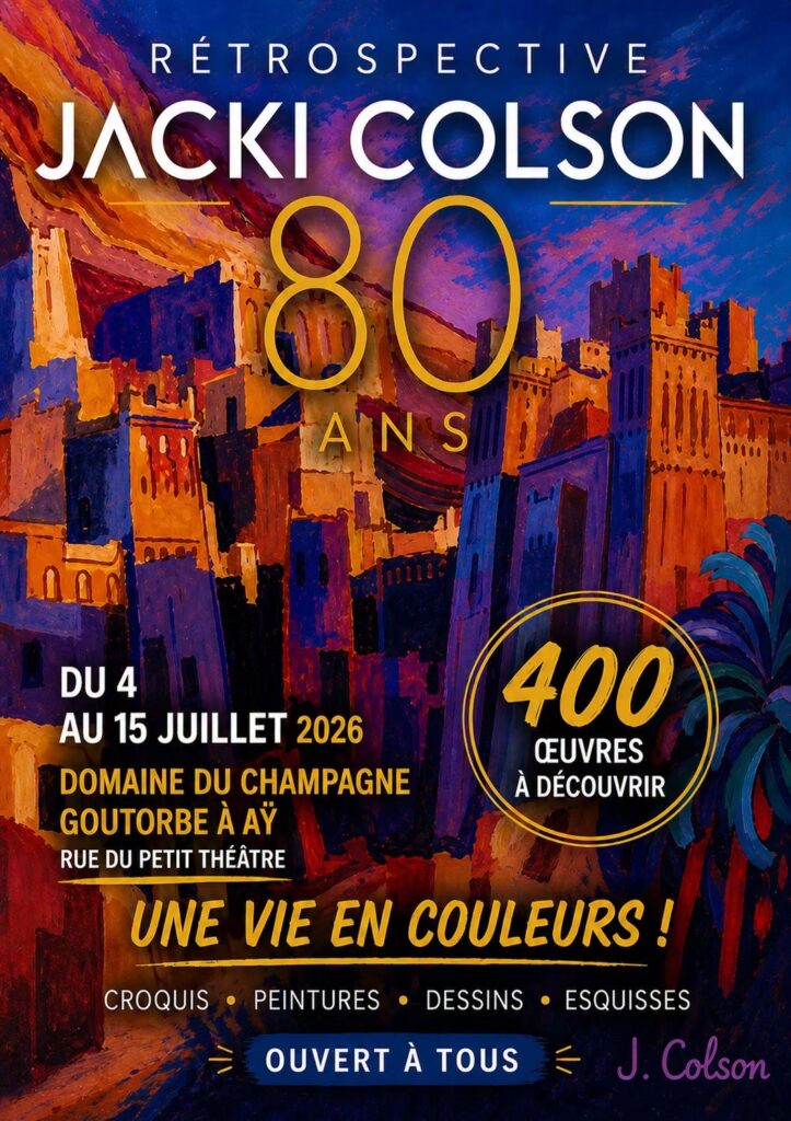 Affiche Rétrospective des 80 ans de Jacki Colson à Aÿ-Champagne