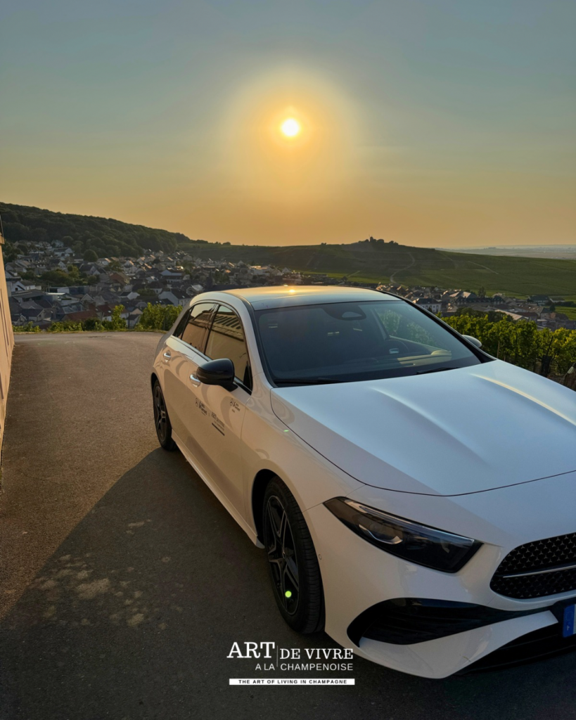 Mercedes Autobernard partenaire d’Art de Vivre à la Champenoise au coucher du soleil sunset