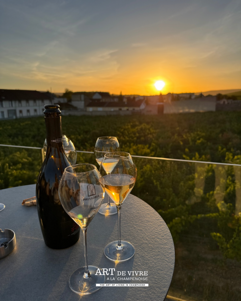 Ciel coloré au-dessus du vignoble champenois