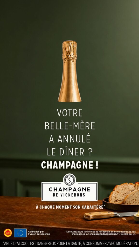 Affiche Champagne de Vignerons sur un dîner annulé par la belle-mère