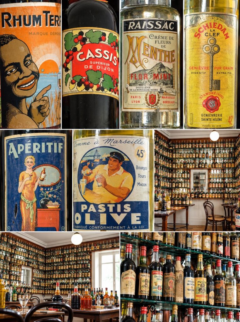 Étiquettes anciennes de liqueurs françaises